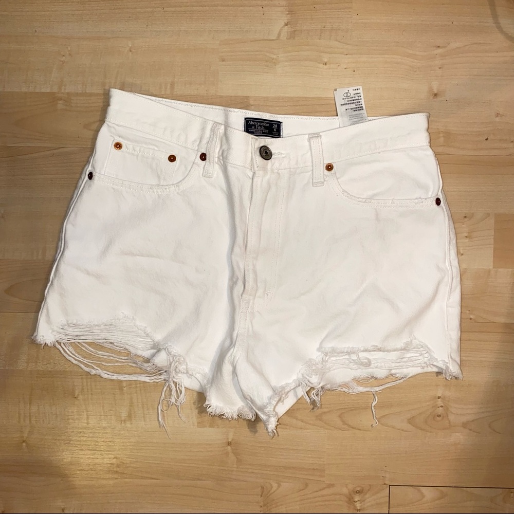 High Rise White Jean Shorts. Worn 3 times